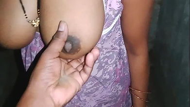 Bhabhi went to the terrace and got her big breasts pressed and took out the water from my penis