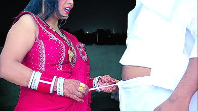 2024 Karwa Chauth- Desi young wife Pinki had blowjob in front of Moon, cumshot on her big Ass