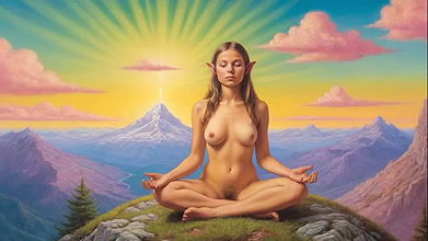 33 Nude Photos of Elf Girls Meditating on The Mountain
