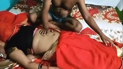 Indian beautiful bhabhi in red saree
