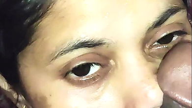 Sexy stepsister face covered with my cum after pussy fucked