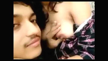 Lover smooching and boobs sucking