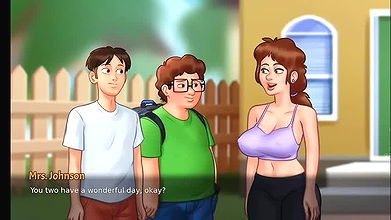 summertimesaga big booby stepmomg gives tight hug & sexy neighbourer by sassyvid21