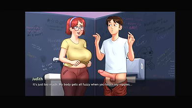 summertimesaga big boobs stepmom in shower & playing with judith’s boobs