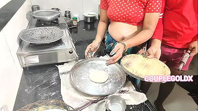 The new husband was weeing in the kitchen on the soft road