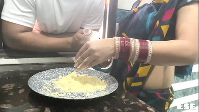 Brother in Law Put Wheat Flour on Sister in Law Blouse and Fuck Her Pussy Hard