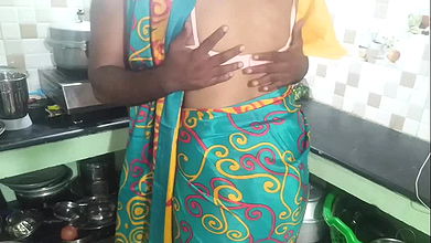 New married couples make a day special in kitchen