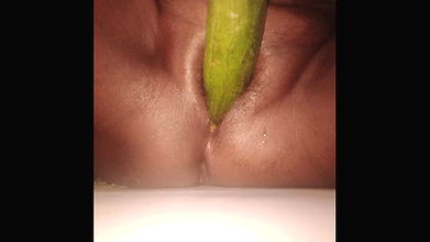 Indian wife fucked pussy with cucumber