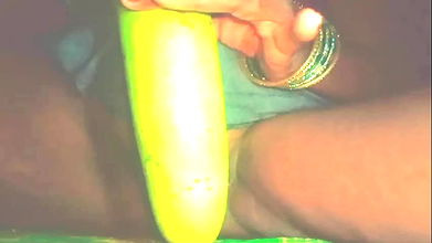 Village housewife Veenax82 got fucked with gourd alone at home