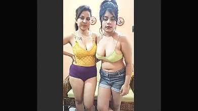 Two hotties showing deep cleavage
