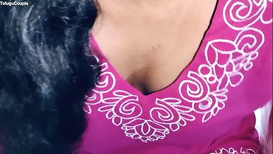 Telugu Couple hot wife in pink dress