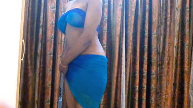 Nude gorgeous figure wife Priya walking seminude on hotel with wrapping Duppata around her assets ! Slowmo ! E31