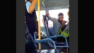 Another tarki guy masturbating in BUS while knowing side passanger girl recording