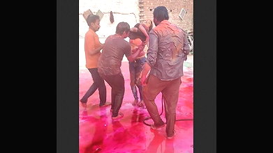 3 Guys pressing boobs of a desi girl during holi
