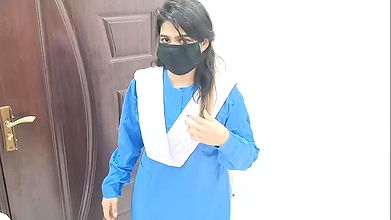 Desi School Girl Wearing School Uniform Infront Of Her Stepbrother