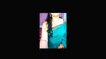 Green colour saree, newly married Indian bhabhi in hot video