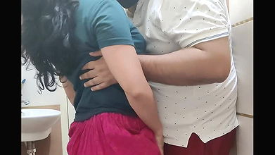 Flexible mallu maid being filmed and fucked by master in bathroom