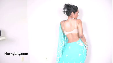 Big Boobs Indian Wife In Sari Dancing On Bollywood Song Stripping Naked On Camera