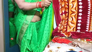 Beautiful Indian bhabhi is wearing saree