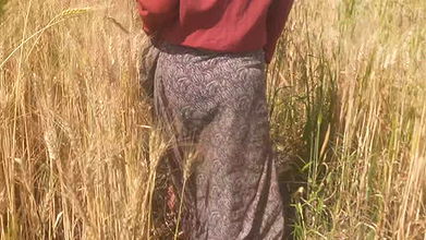 The step-sister-in-law showed her brother-in-law her fat ass in her wheat field with her brother-in-law in the open forest in the field