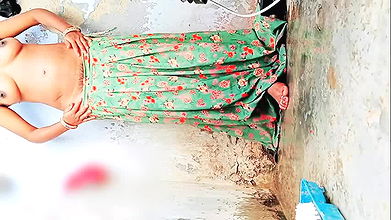 Caught Innocent Indian Girl standing Peeing when she bath with fingering here pussy viral leaked MMS