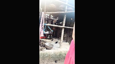 Indian village girl is bathing in the bathroom