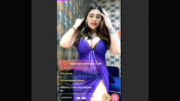 Rivika Mani Demanding Model Falunting Big Cleavage Purple Saree Premium