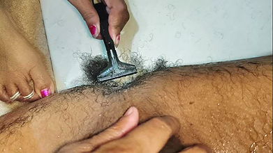 Today for the first time Bhabhi shaved the hair of my penis and masturbated me