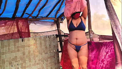 Indian wife in Blue bra panty Fucked Outdoor By his Lover Hot Hindi audio sex video