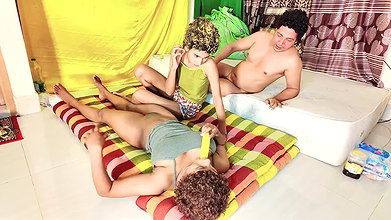 Surprise threesome with his step mom ffm, 2025