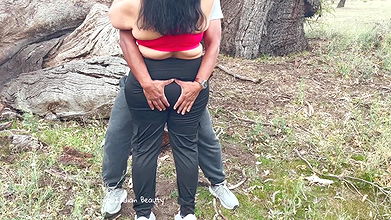 Indian Milf with Boy in Outdoor – Desi Wife Public Blowjob – Ass Spanking and Licking – Boobs Press