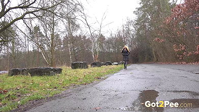 Blonde Babe Delphine Pees Outside In Public Got2pee