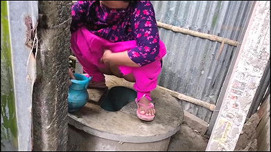 I see my sister going to the bathroom to Urine