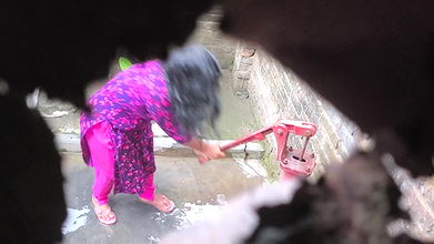 I see my step aunty and my step uncle taking a bath