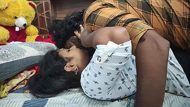 Long lip lock with step sister in bedroom