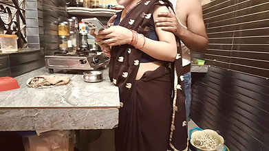 Caught hot and beautiful bhabhi watching porn in the kitchen  Then bhabhi had to give me her pussy
