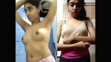 Indian cute collage girl bathing and strpping