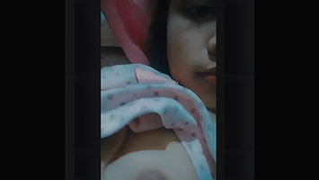 Cute Girl Pressing Boobs