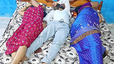 Stepson Shares a Bed with His Desi Stepmom and Her Close Freind,he Got a Chance to Fucked Both of Them..