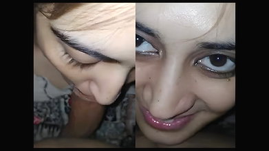 Booby Pakistani girl eating cum of BF