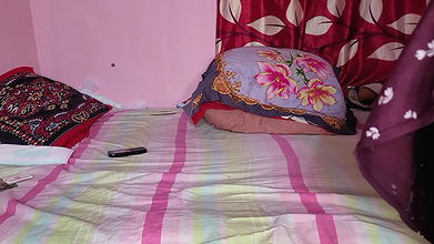 Bangladeshi woman cleaning the house alone