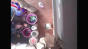 indian aunty outdoor naked bath
