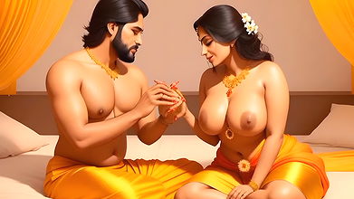 The beautiful wife was working in the kitchen, the husband came from behind and started having sex