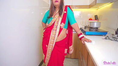 After Suhagrat- newly married Pinki bhabhi stripping saree in bathroom, she fucked hard and got cum in Pussy with Hindi Audio