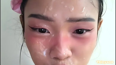 Little Innocent Masturbating Results Huge Cumshot on the Face
