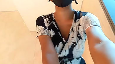 Mature Shemale Desi Butplug in Public Toilet Change