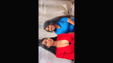 Famous influencer Sannati and Selena deep lip kissing tounge licking and lesbian play2