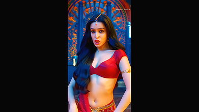 Shraddha Kapoor erotic red hot cleavage deep navel show ass shaking UHD Video2