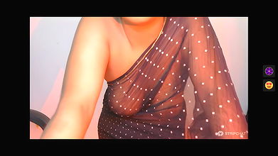 Sexy Bhabhi in See through Black Saree without blouse Exposing Boobs