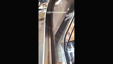 Desi MILF black dotted Panty and hips captured on escalator 2